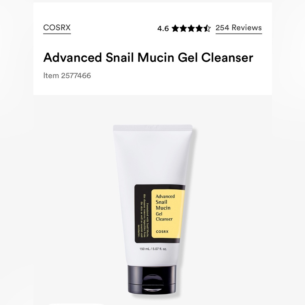COSRX advanced snail mucin gel cleanser